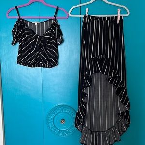 Two piece set crop top and hi low skirt